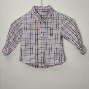GAP Kids Pink and Blue Plaid Button Down Shirt